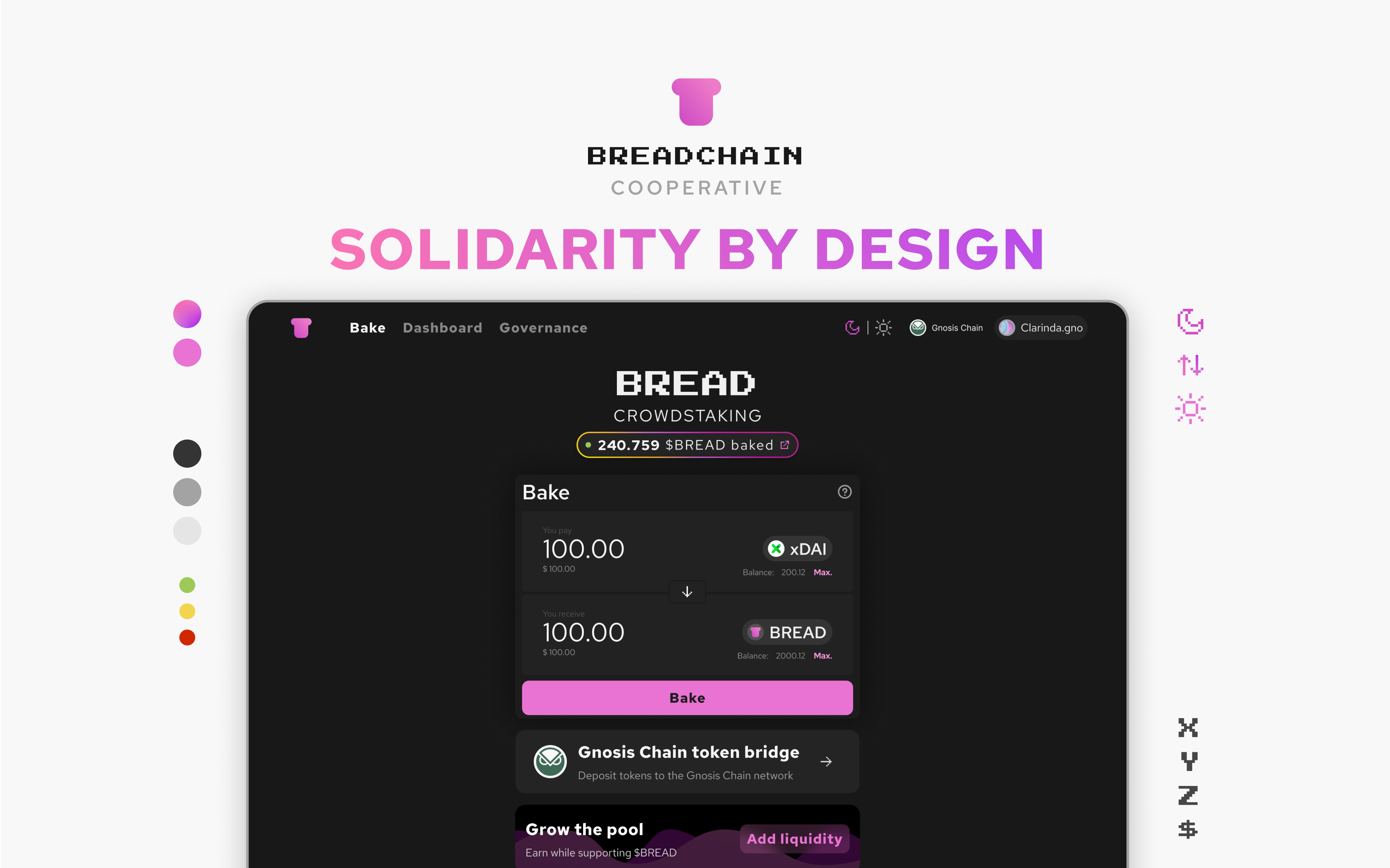 Breadchain Cooperative application interface showing crowdstaking functionality